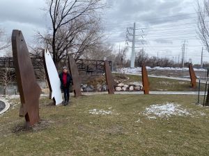 Gadsby Trailhead (1223 West North Temple) contains 6 sculptures and the white fish is called BiggieC